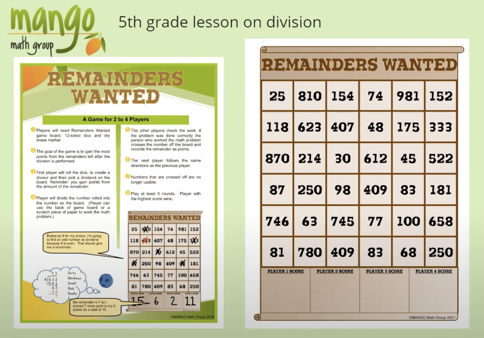 Remainders Wanted Grade 4 