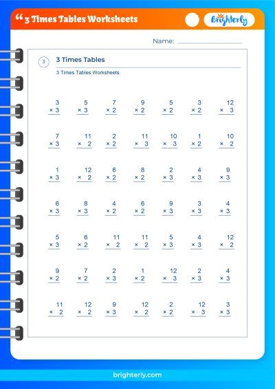 3'S Times Tables Worksheet