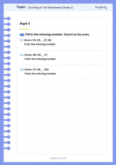 1-100 Number Chart and Tracing Worksheets