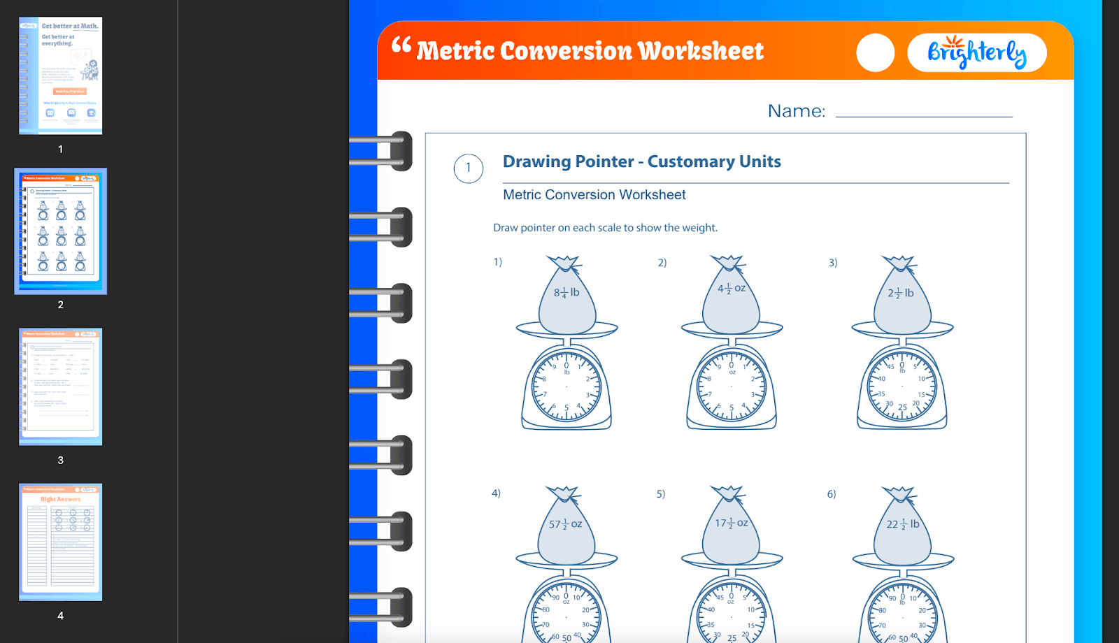 Metric System Measurement Conversion Worksheets - ExperTuition, image size:1600x920