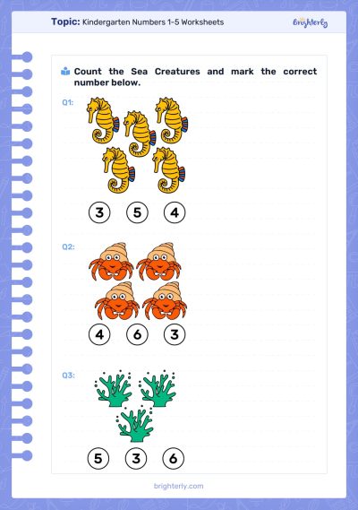 Numbers 1-5 Worksheets