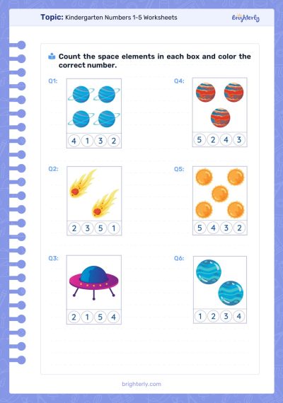 Numbers 1-5 Worksheets