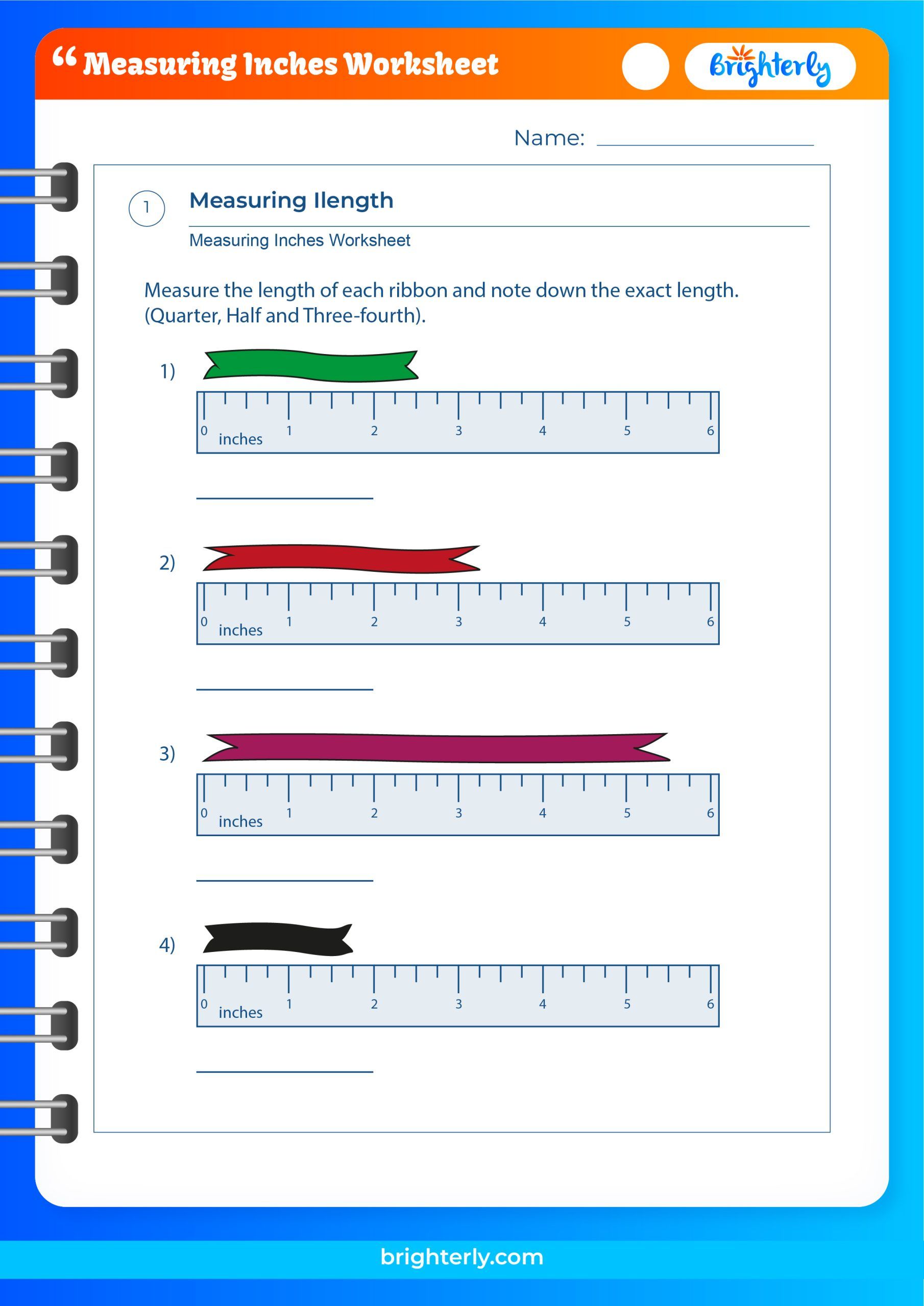 Free Printable Measuring Inches Worksheets for Kids PDFs