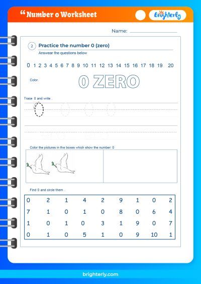 Worksheet For Number Zero