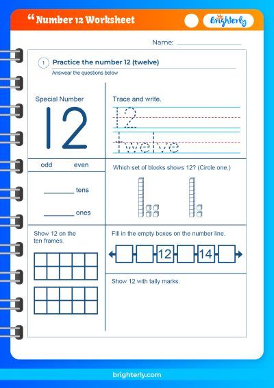 Printable Number 12 Worksheet For Preschool