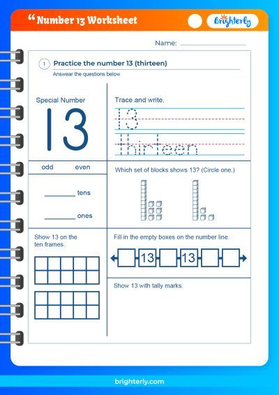 Printable Number 13 Worksheet Preschool