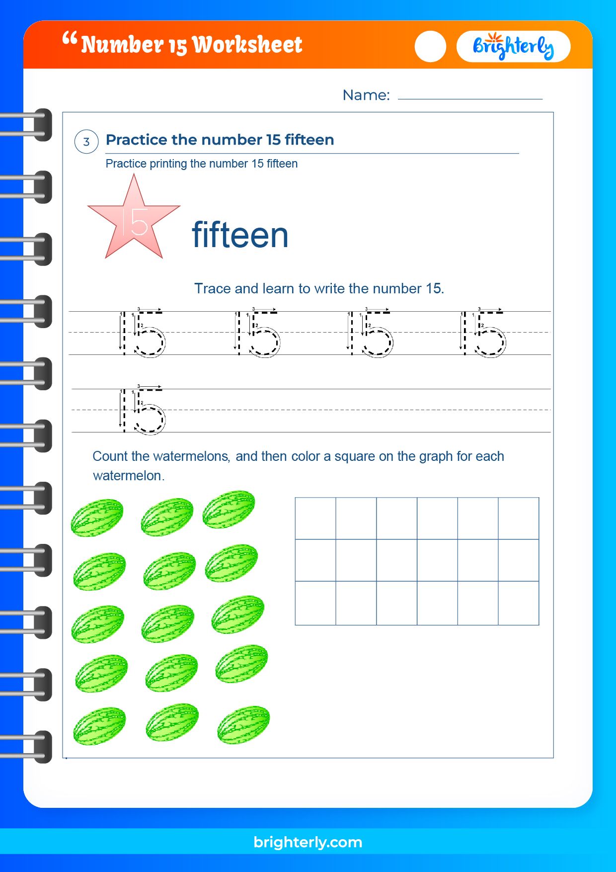 Number 15 Worksheet Prek