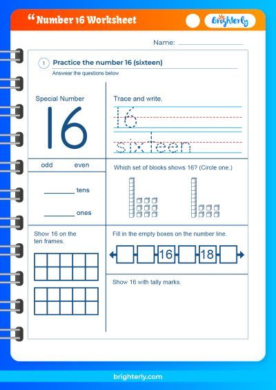 Number 16 Preschool Worksheet