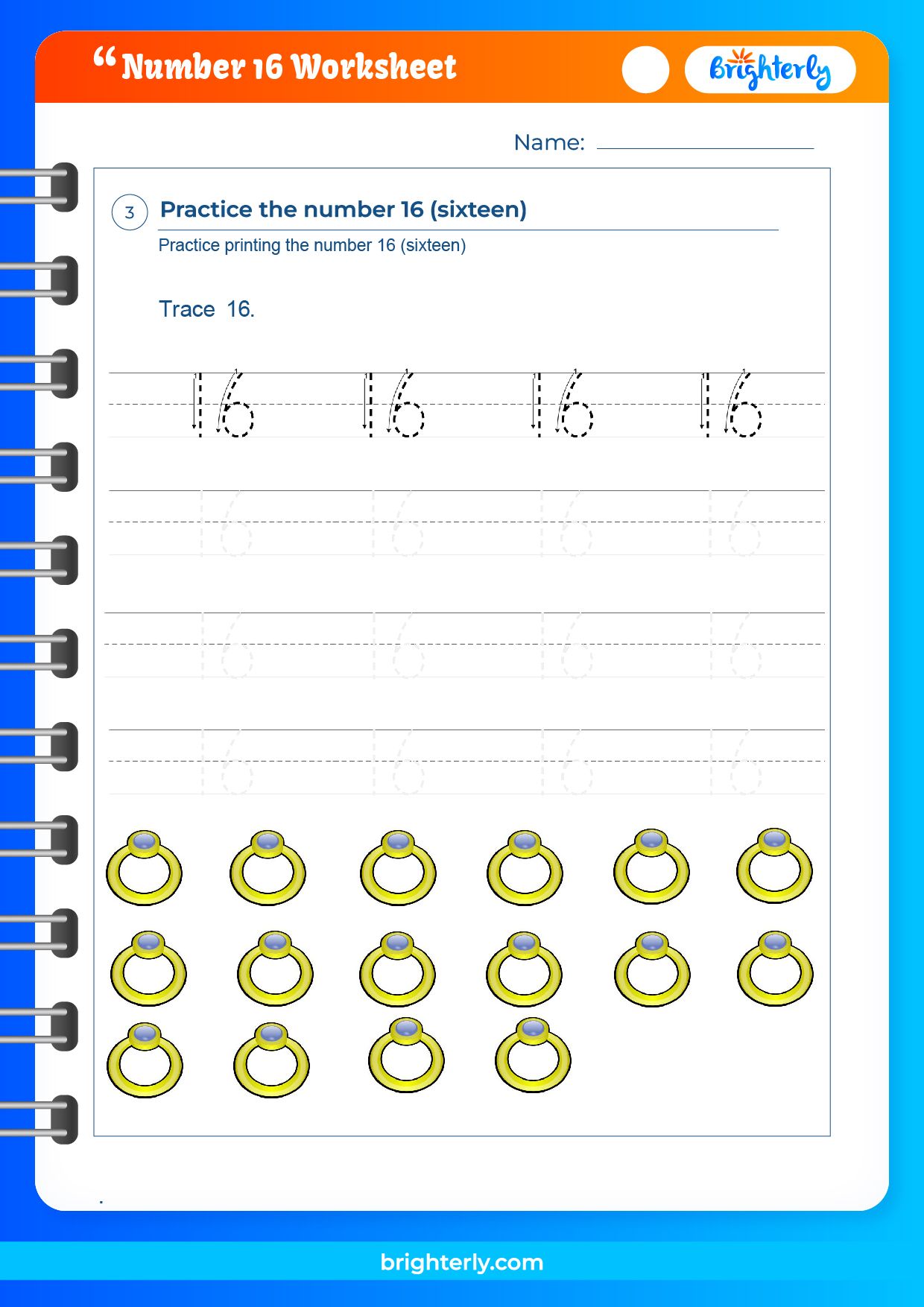 Free Printable Number 16 Worksheets For Preschoolers