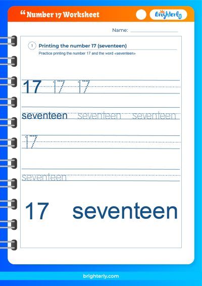 Printable Number 17 Worksheets For Preschoolers