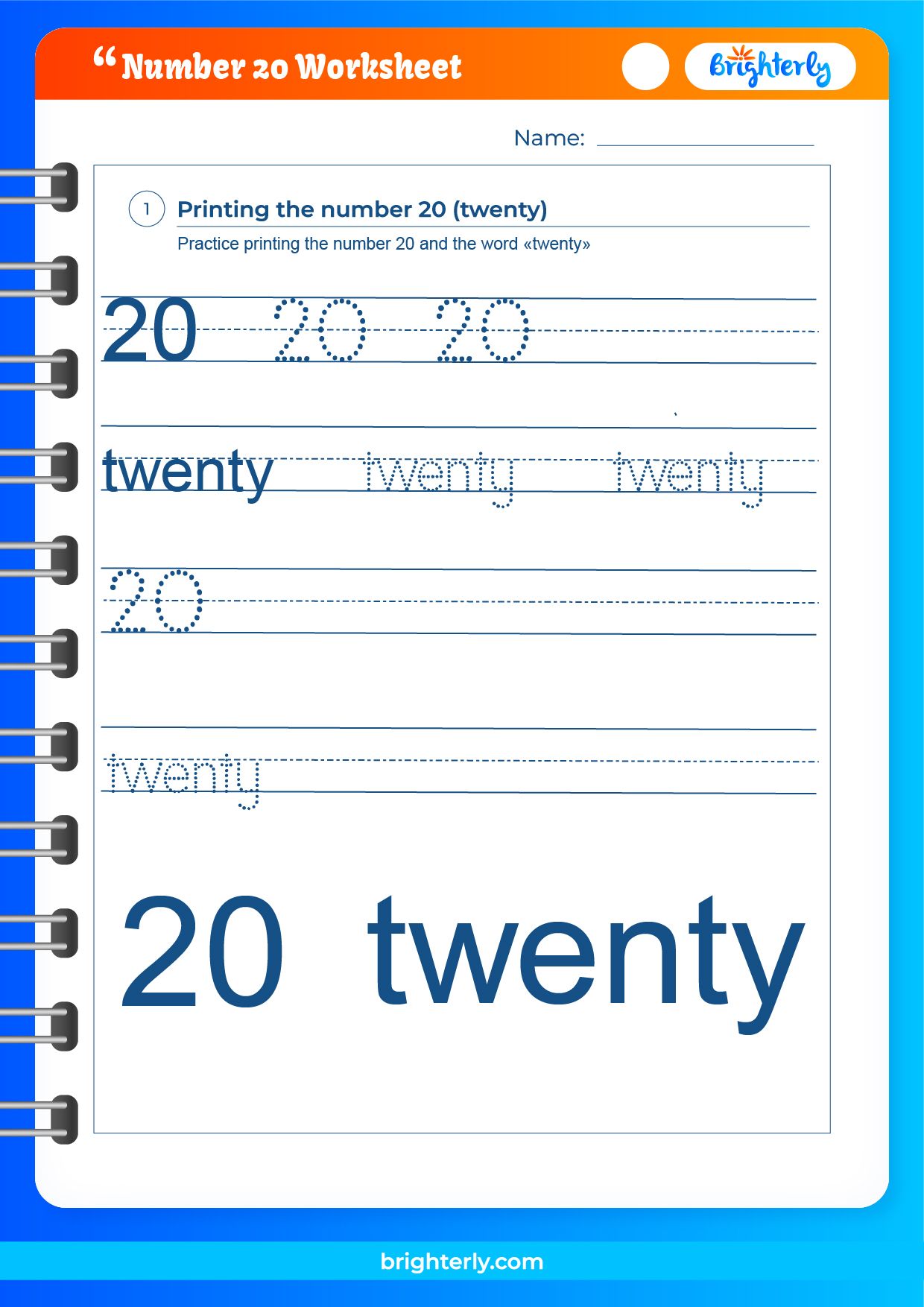 Free Printable Number 20 Worksheets For Preschool