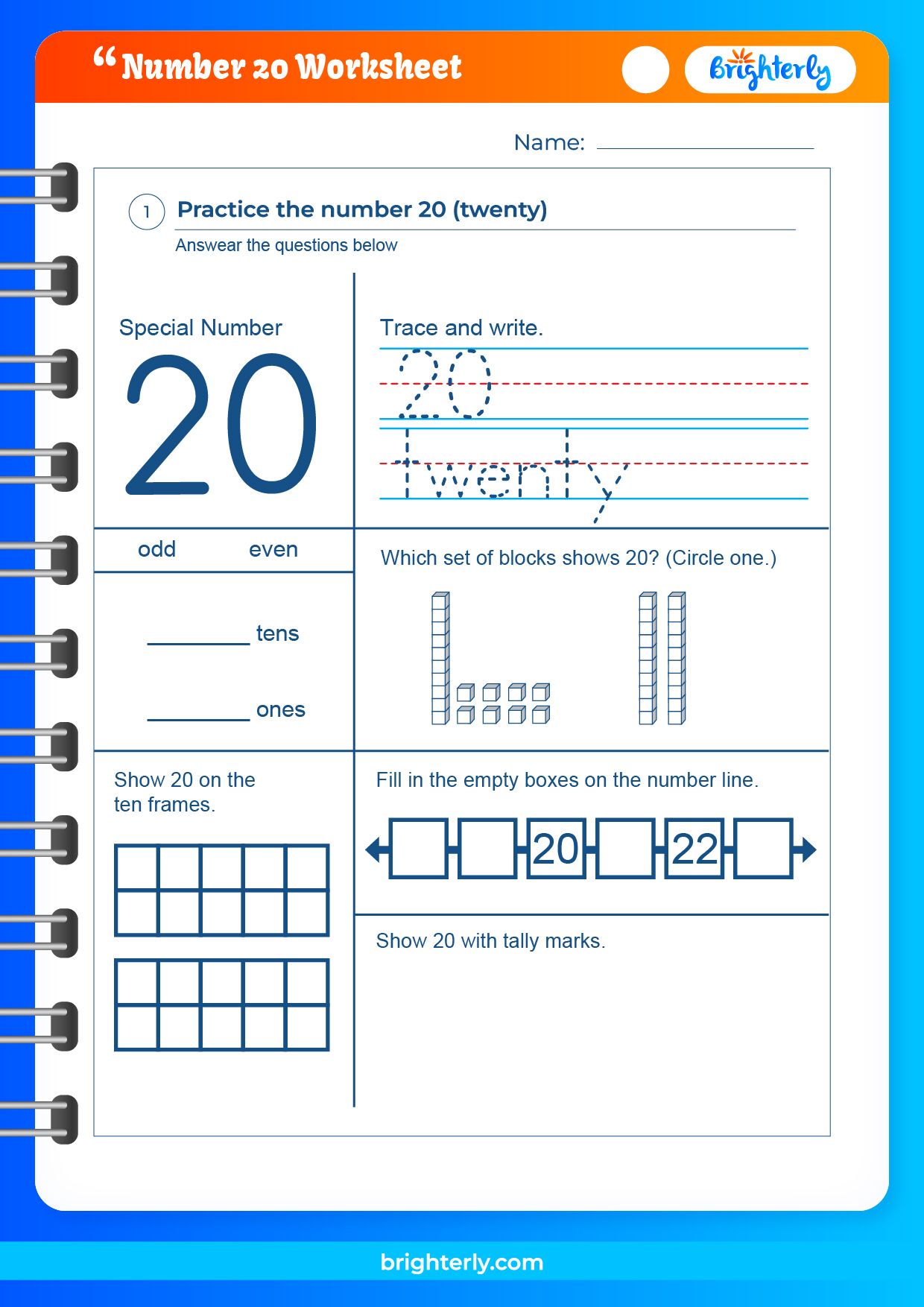 Free Printable Number 20 Twenty Worksheets For Kids Pdfs