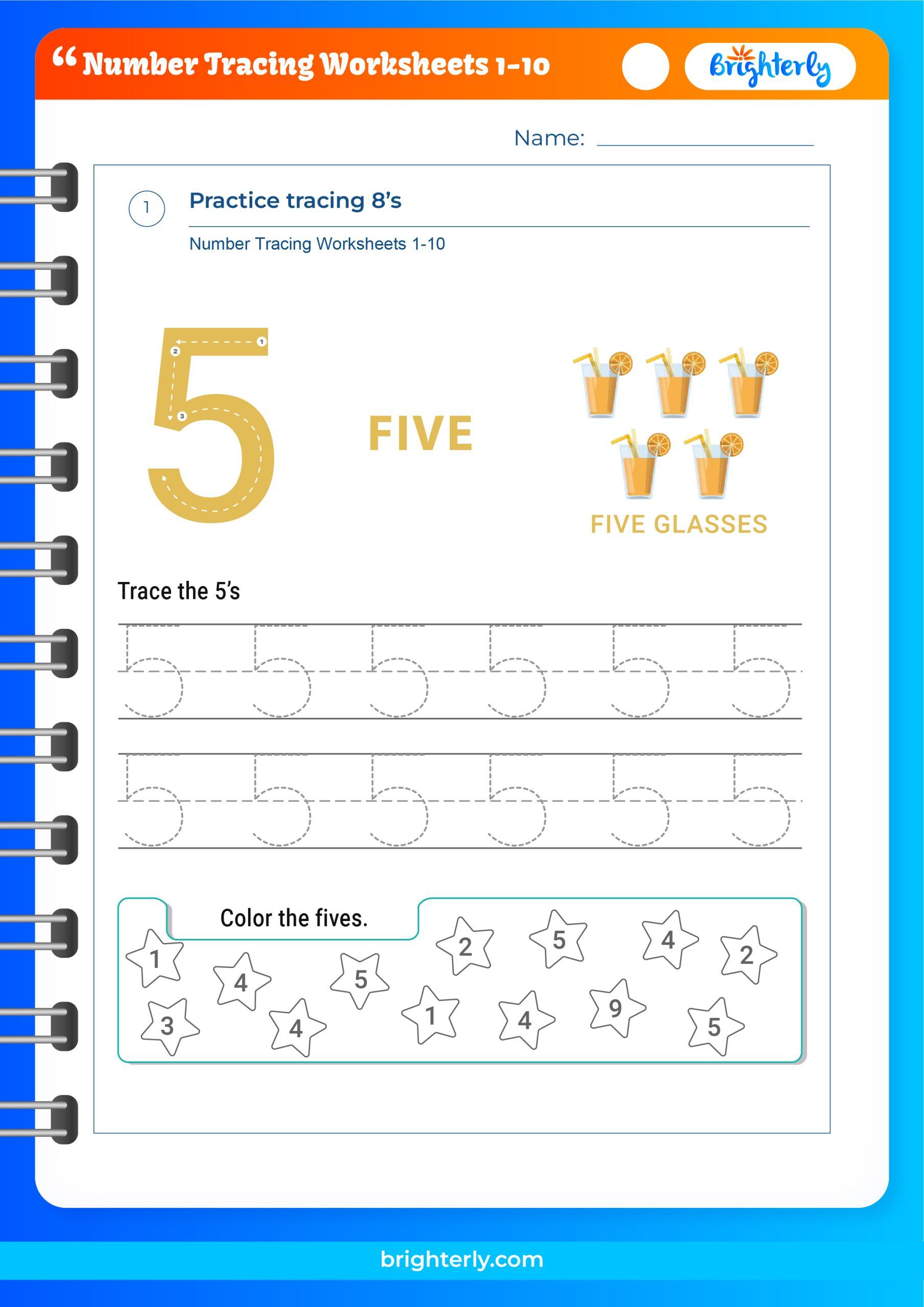 Free Number Tracing Worksheets 1 10 for Kids [PDFs] Brighterly