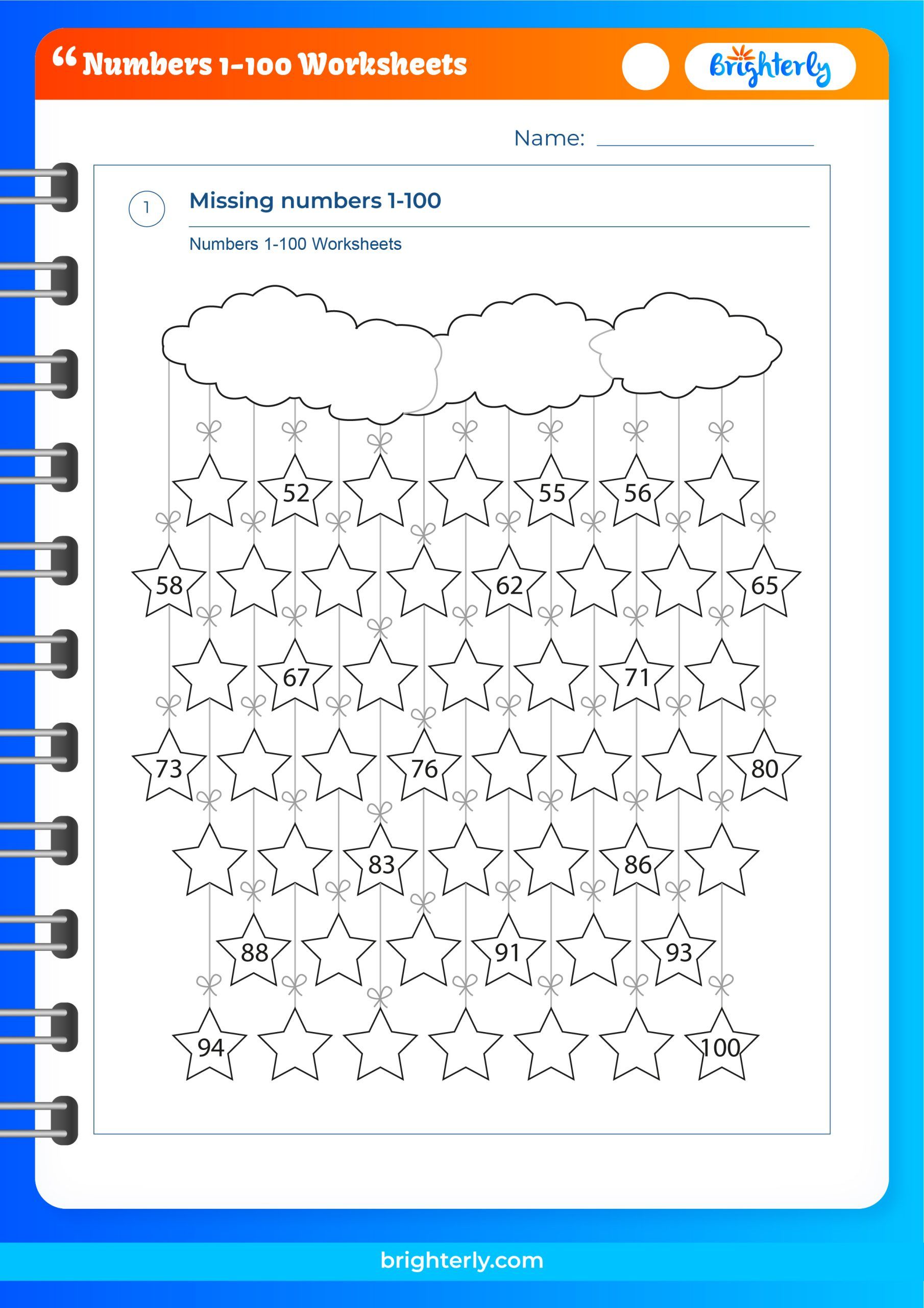 Numbers 1 100 Worksheets For Grade 1