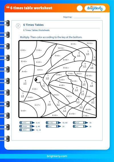 Six Times Tables Worksheet