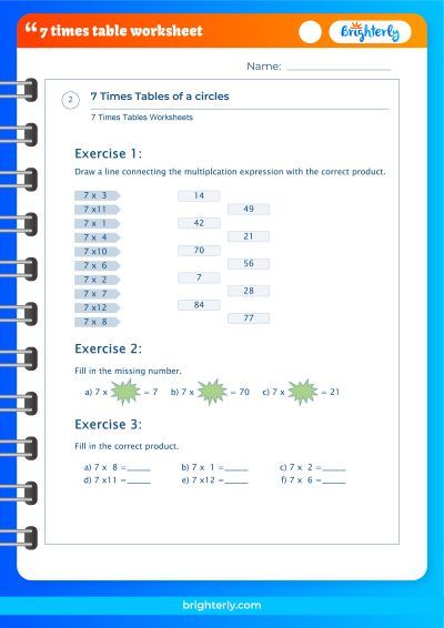 7 X Table Worksheets