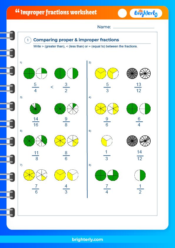 Free Improper Fractions Worksheets for Kids [PDFs] Brighterly