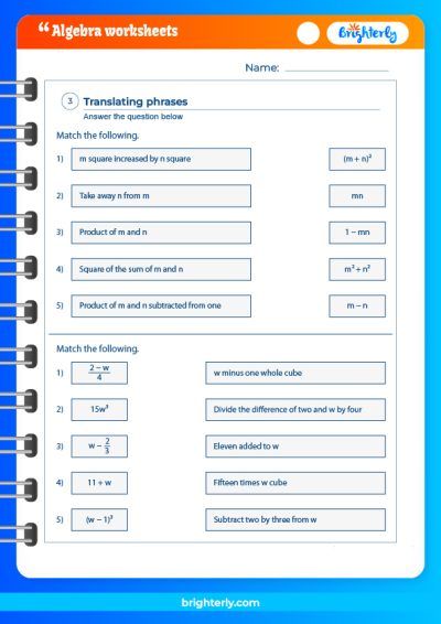 Algebra Worksheets Grade 6 PDF