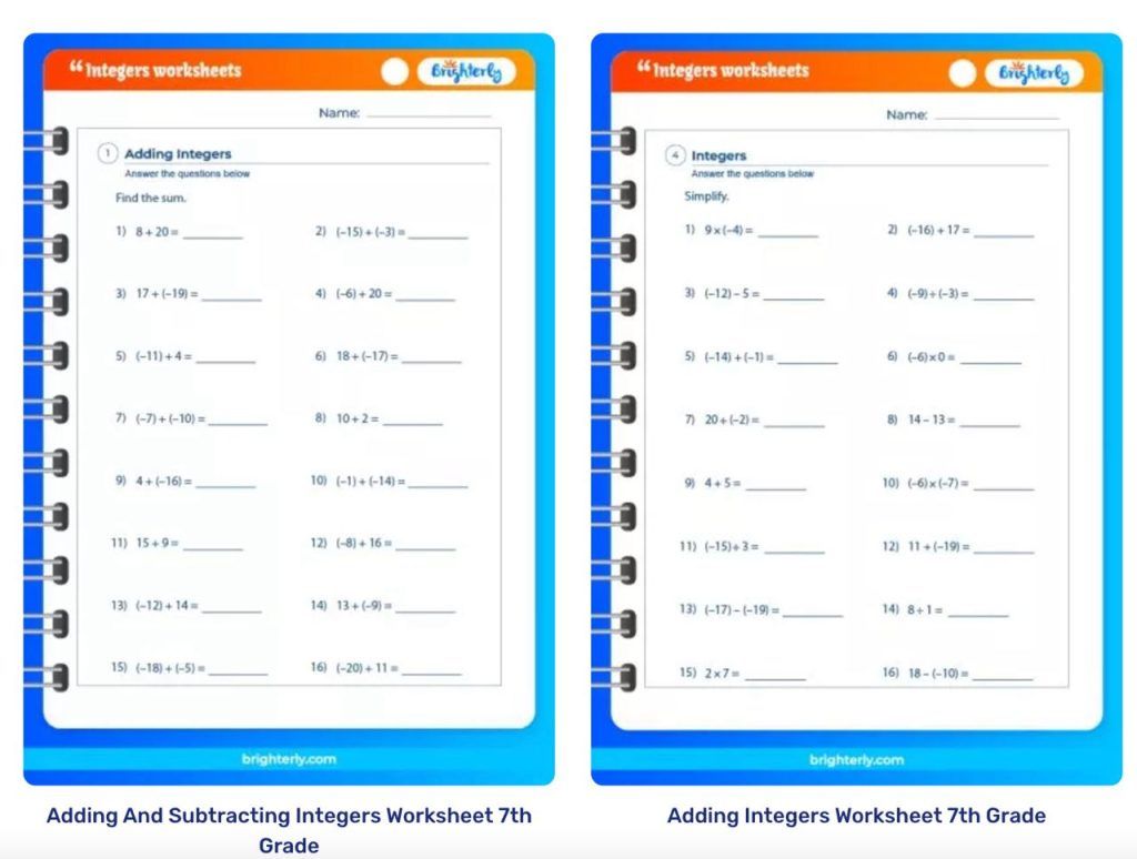 7th grade integers