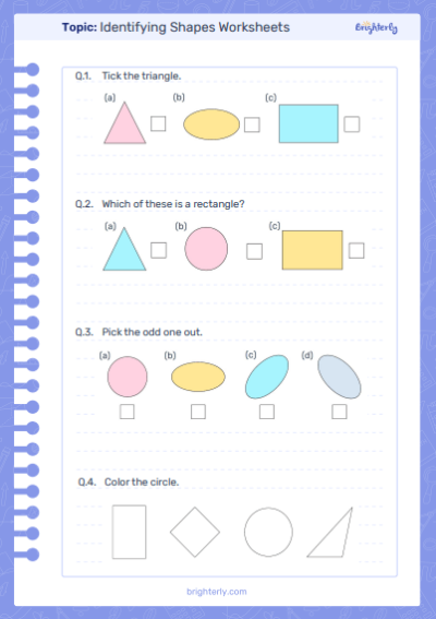 Identifying shapes worksheets 1