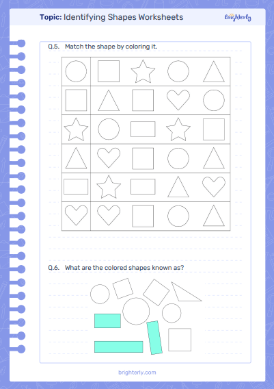 Identifying shapes worksheets 2