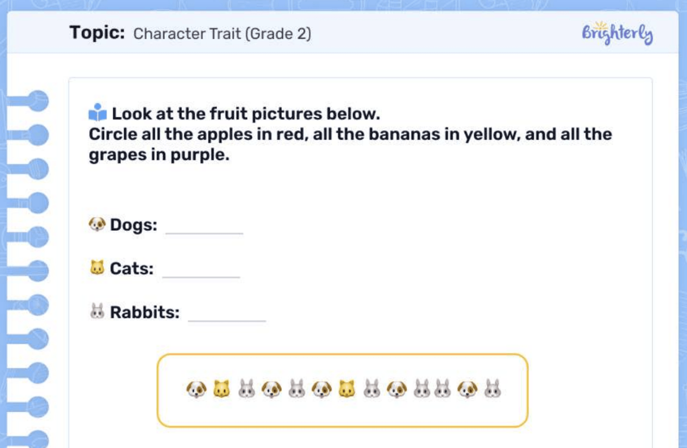 Graphing for kids worksheets: Examples