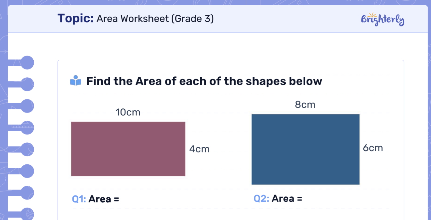 Area worksheets for 3rd graders: Examples