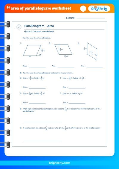 Area Of Rectangles And Parallelograms Worksheet