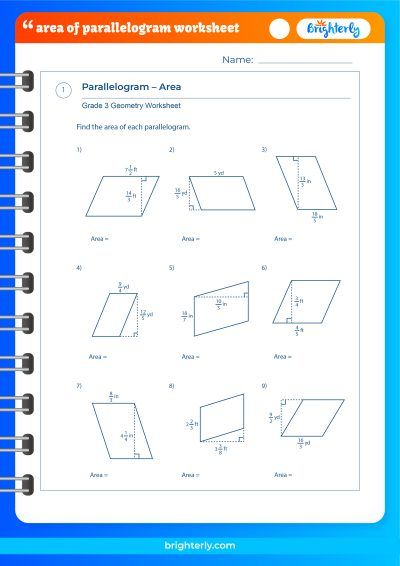 Area Of Rectangle And Parallelogram Worksheet