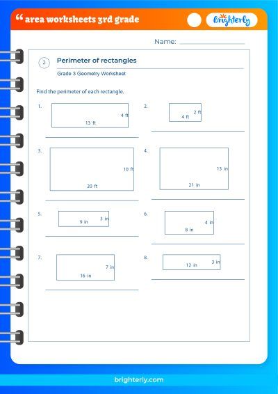 Area Worksheets For 3rd Graders