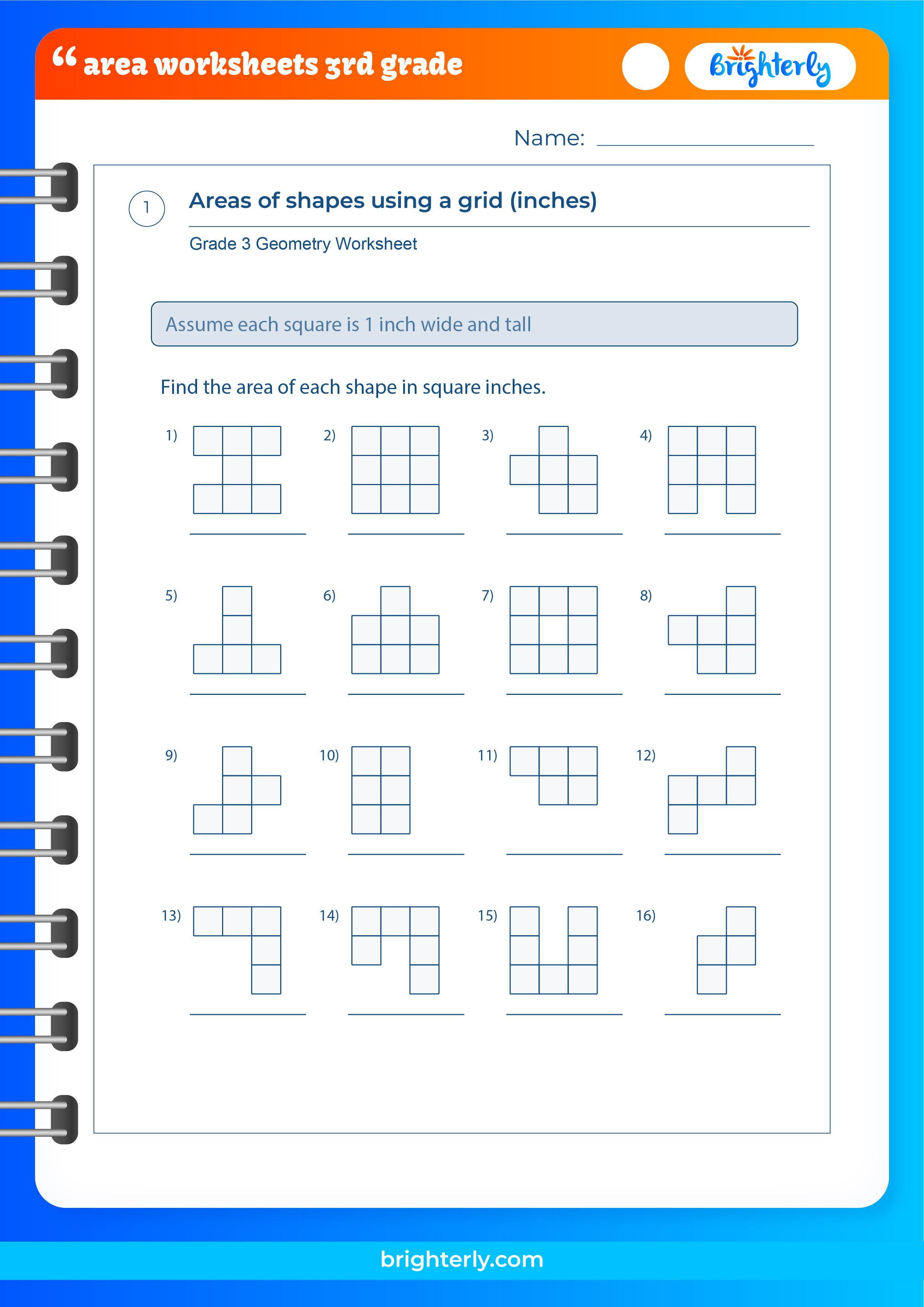 Free Area Worksheets for 3rd Grade Students PDFs Brighterly