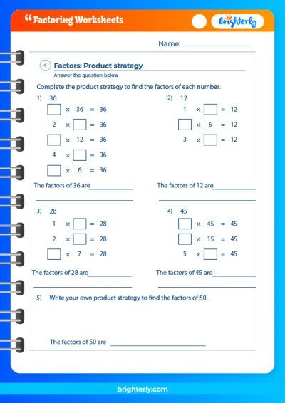 Finding Factors Worksheet