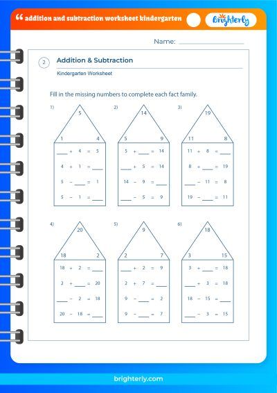 Adding And Subtracting Worksheets Kindergarten