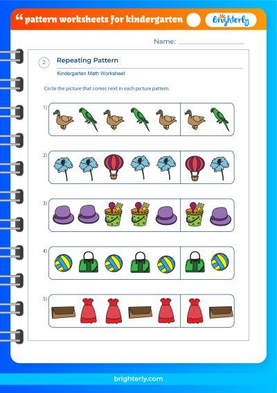 Patterns For Kindergarten Worksheets