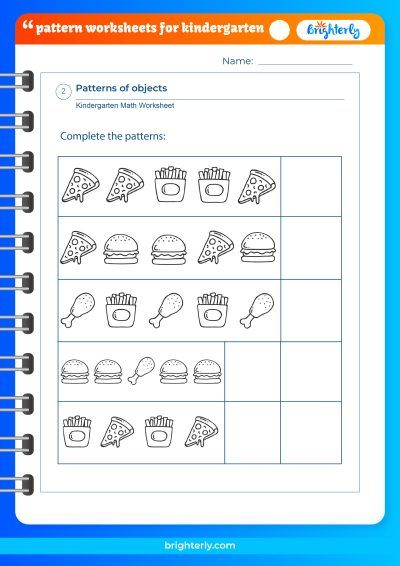 Preschool Pattern Worksheets For Kindergarten