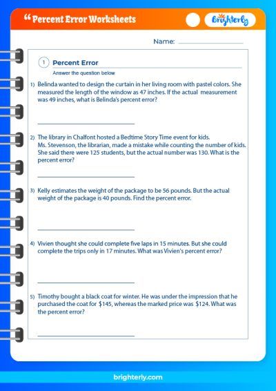 Percent Error Worksheet 7Th Grade Answer Key