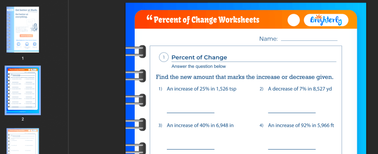 Free Printable Percent Of Change Worksheets [PDFs] Brighterly