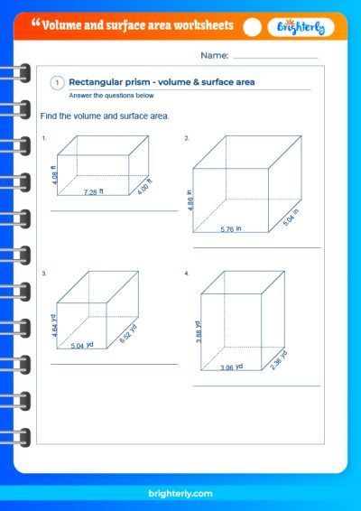 Surface Area And Volume Worksheets With Answers Grade 7