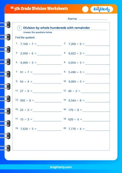 Division With 2-Digit Divisors 5Th Grade Worksheets
