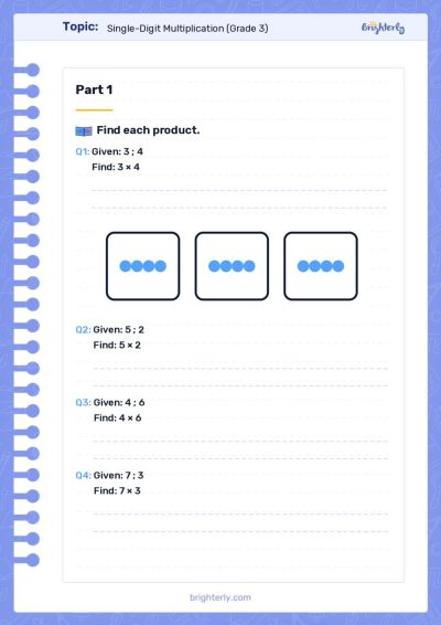 Single Digit Multiplication Worksheets