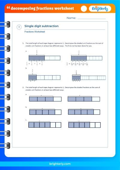 Decomposing Fractions 4Th Grade Worksheet Free