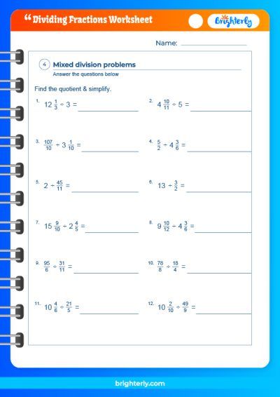 Division Of Fractions Worksheets 6Th Grade