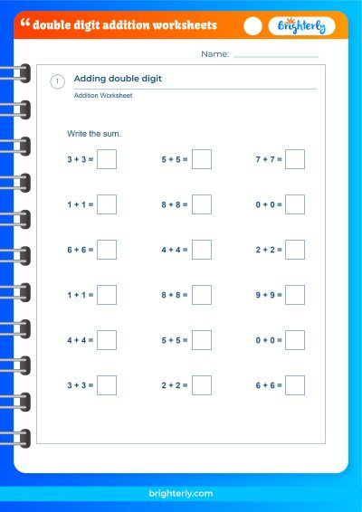 Adding Two Digit Numbers Worksheets