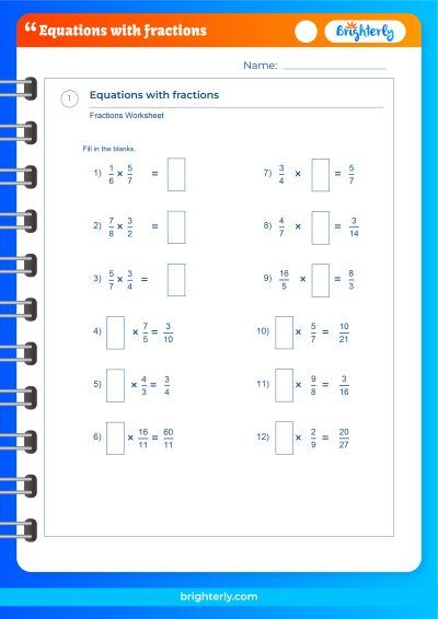Fraction Equations Worksheet