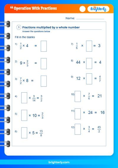 Operations With Fractions Worksheet PDF