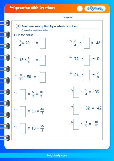 Operations On Fractions Worksheets