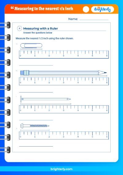 Measuring To The Nearest 1/2 Inch Worksheets PDFs Brighterly