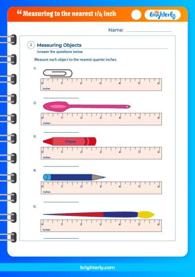 Measurement To The Nearest 1 4 Inch Worksheet