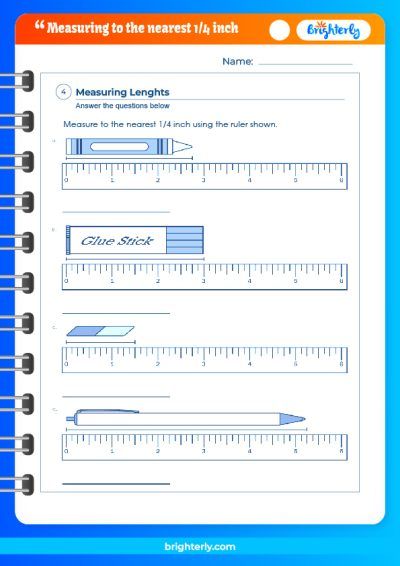 Measuring To The Nearest Quarter Inch Worksheets