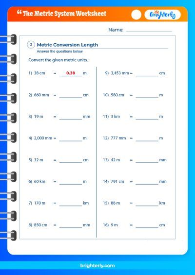 Metric System Measurement Conversion Worksheet Answers